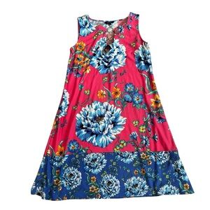 MSK Women’s Floral Sleeveless Dress Pink Blue Multicolor